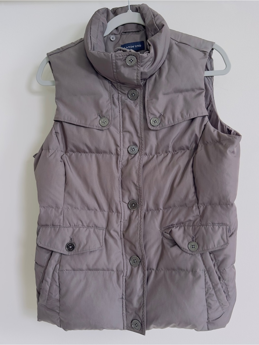 Lands' End Gray Quilted Puffer Vest